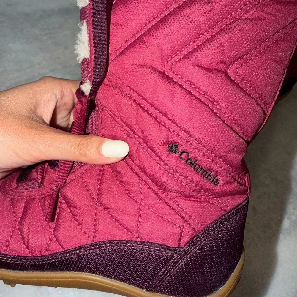 Columbia Minx Mid III Omni-Heat Waterproof Boots Wine Berry Girls Size 3